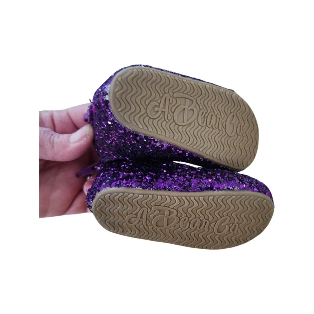 NEW Leather Girl Toddler Size 3C Glitter Ballerina Flats Purple Shoes A Bear Co